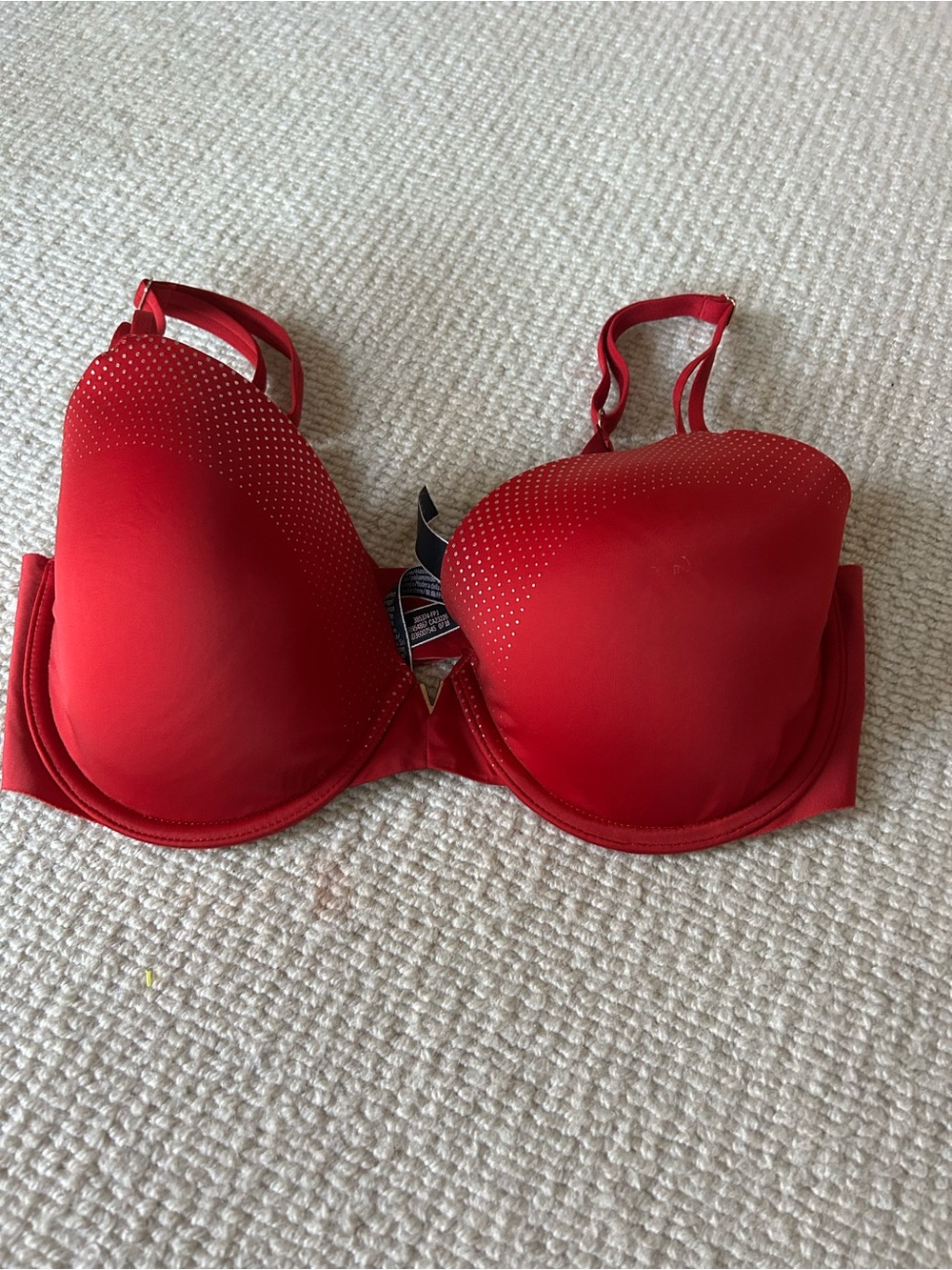 Victoria's Secret Red Padded Bra with Rhinestone Dot Accents